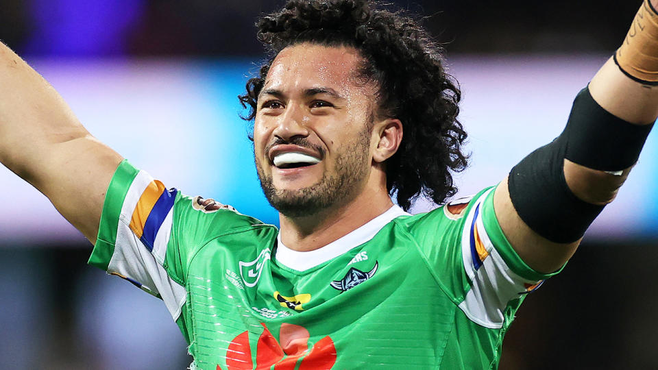 Canberra Raiders player Corey Harawira-Naera is awaiting a court date after he was allegedly caught drink driving on Christmas Eve. (Photo by Cameron Spencer/Getty Images)