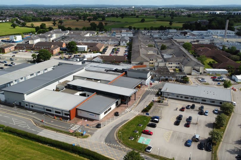 Aerial view of Leighton Hospital in Crewe