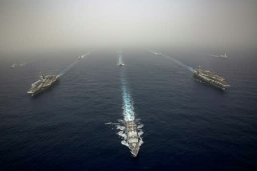 A US Navy image of the USS Abraham Lincoln, which the Trump administration says was deployed to the region in response to Iran