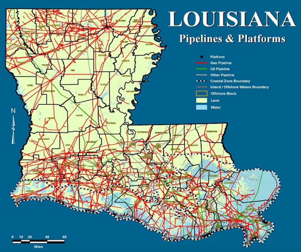 Louisiana's 125,000-mile network of pipelines, seen here in an exhibit from a lawsuit challenging the 2018 statute. (Photo: Louisiana Department of Natural Resources)