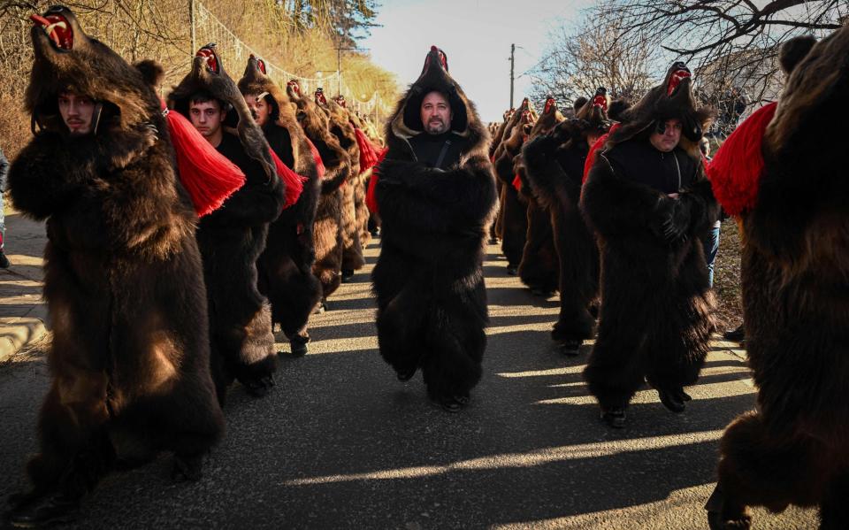 Bearskin parade in Romania