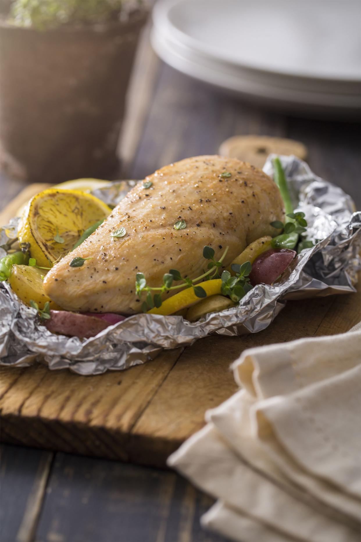 Lemon Chicken and Zucchini Foil Packs