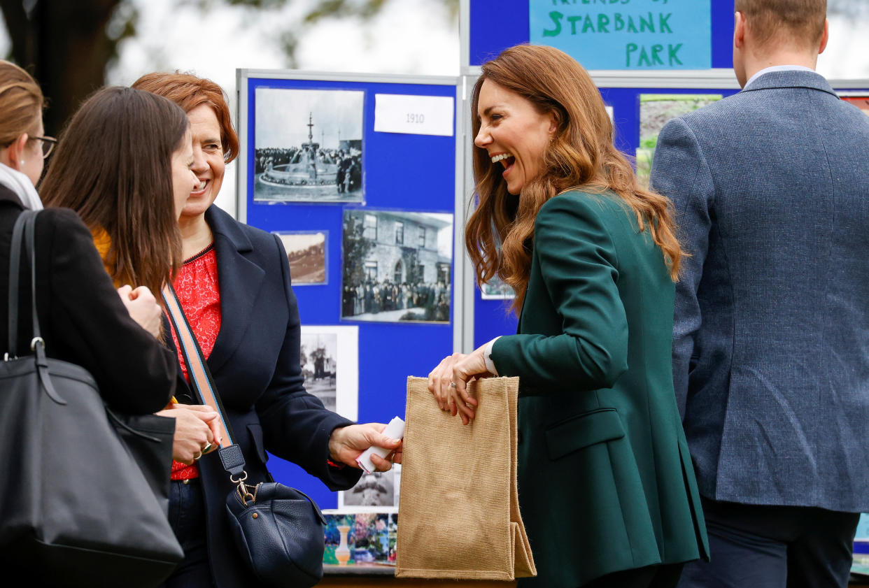 EDINBURGH, SCOTLAND - MAY 27: Prince William, Duke of Cambridge and Catherine, Duchess of Cambridge during their visit to Starbank Park on May 26, 2021 in Edinburgh, Scotland. (Photo by Phil Noble - WPA Pool/Getty Images)