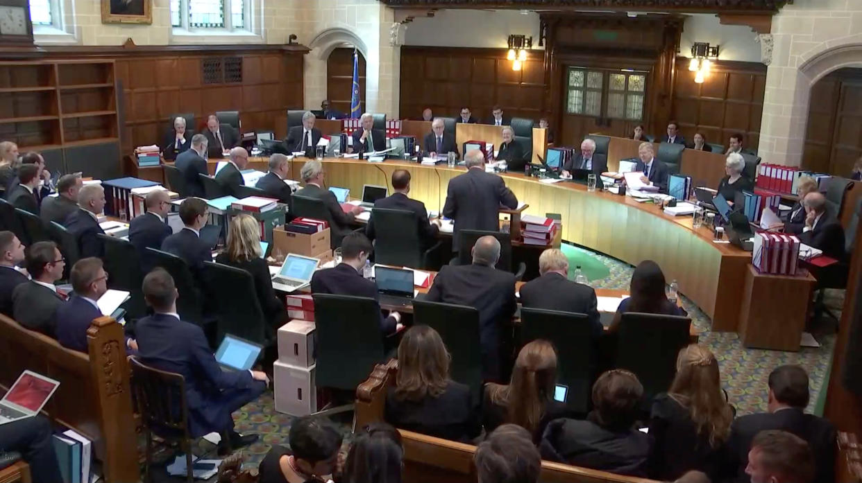 A general view of UK Supreme Court hearing in London, Britain September 17, 2019 in this screen grab taken from video. Supreme Court Feed via REUTERS   THIS IMAGE HAS BEEN SUPPLIED BY A THIRD PARTY.