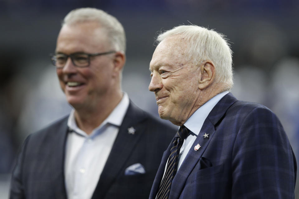 Stephen and Jerry Jones have been engaged in a public smearing of player agents this offseason. (Getty)