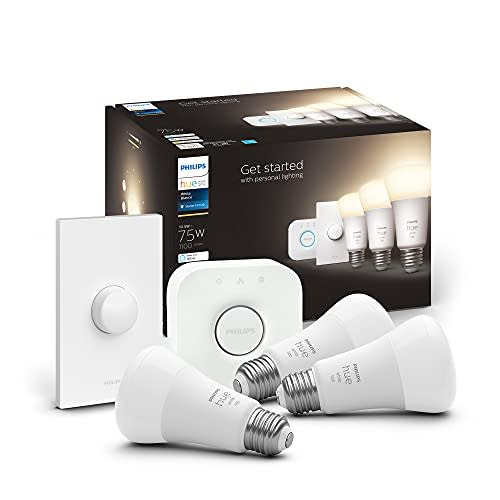 Philips Hue White Medium Lumen (75W) Smart Button Starter Kit, Hub Included, Works with Amazon…