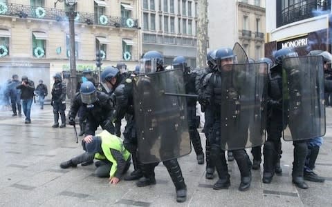 French security forces intervene as protests weakened in the face of terror threats - Credit:  Anadolu