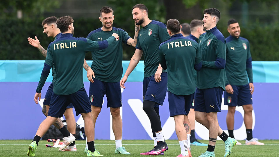 Italian players, pictured here on the training paddock ahead of the Euro 2020 final.