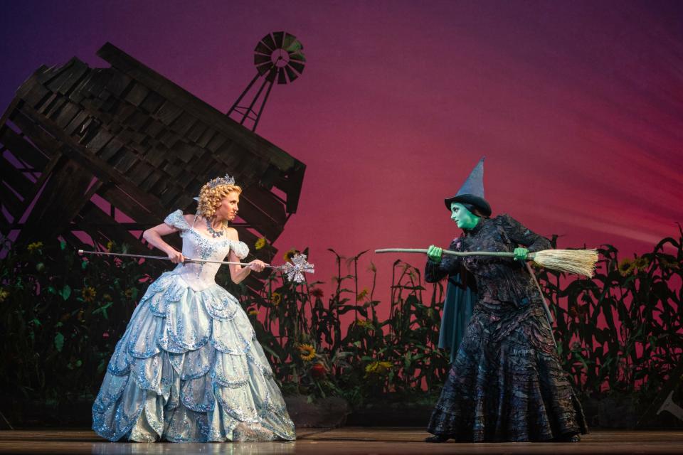 Celia Hottenstein as Glinda and Olivia Valli as Elphaba in the National Tour of "Wicked."