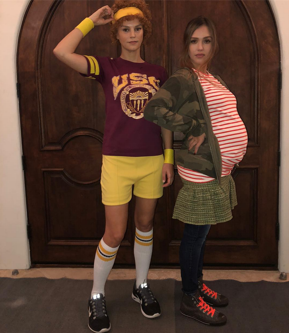 <p>The expectant actress found the perfect costume for her — the main character in <em>Juno</em>! She even got friend Kelly Sawyer to play Juno’s baby daddy Paulie. (Photo: Instagram/Jessica Alba) </p>