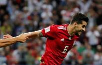 Soccer Football - World Cup - Group B - Iran vs Spain - Kazan Arena, Kazan, Russia - June 20, 2018 Iran's Saeid Ezatolahi celebrates scoring their first goal before it was disallowed after a VAR review REUTERS/Toru Hanai