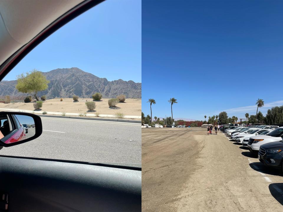 coachella trip, driving, parking