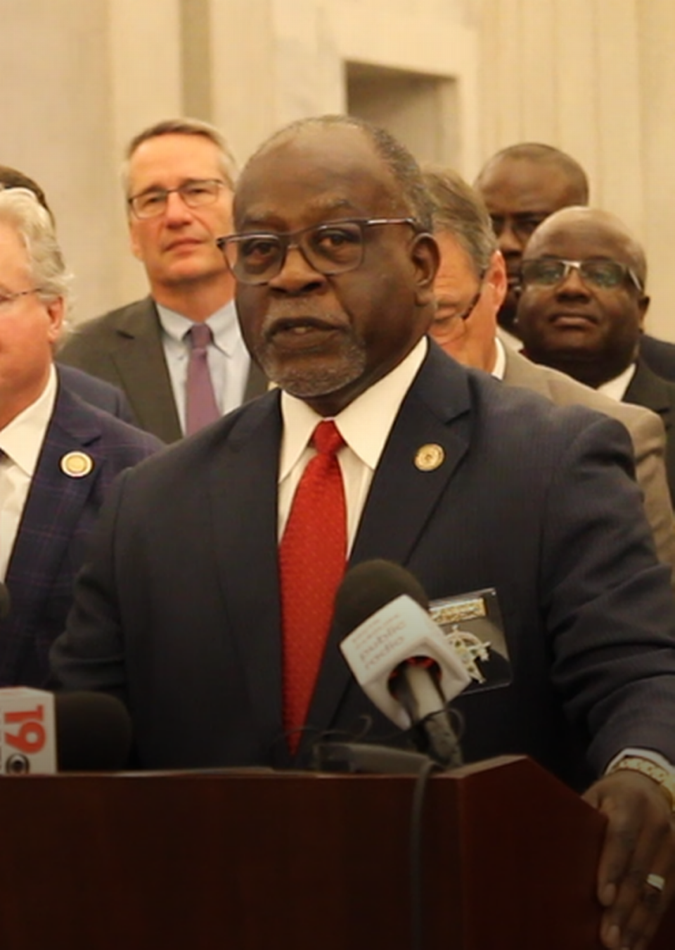Orangeburg County Sheriff Leroy Ravenell thanks the South Carolina House for passing a bond reform bill on March 1, 2023.