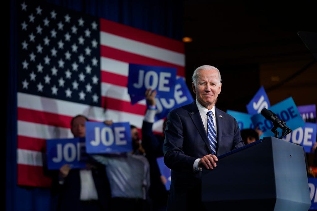 President Joe Biden speaks at the Democratic National Committee Winter Meeting, Friday, Feb. 3, 2023, in Philadelphia.