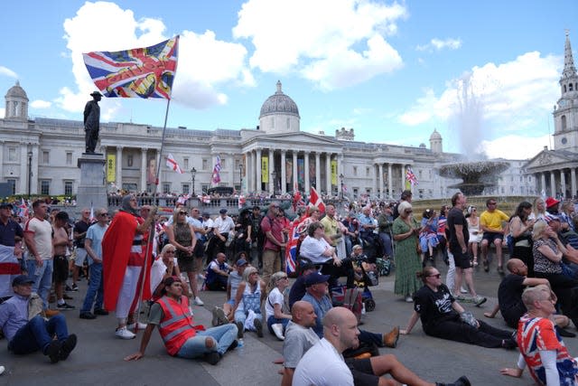 Thousands attended a protest and counter-protest in central London on Saturday (Maja Smiejkowska/PA)