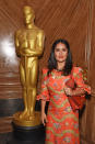 <p>Salma Hayek dividió opiniones con este vestido naranja durante un evento en Londres. Aunque el atuendo le quedó muy bien, hubo quienes dijeron que el modelito parecía sacado de una tienda de ropa vieja/Getty Images </p>