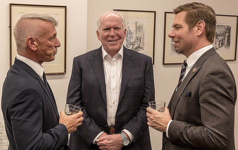 From left: Sean Penn, John Brennan and Rep. Eric Swalwell