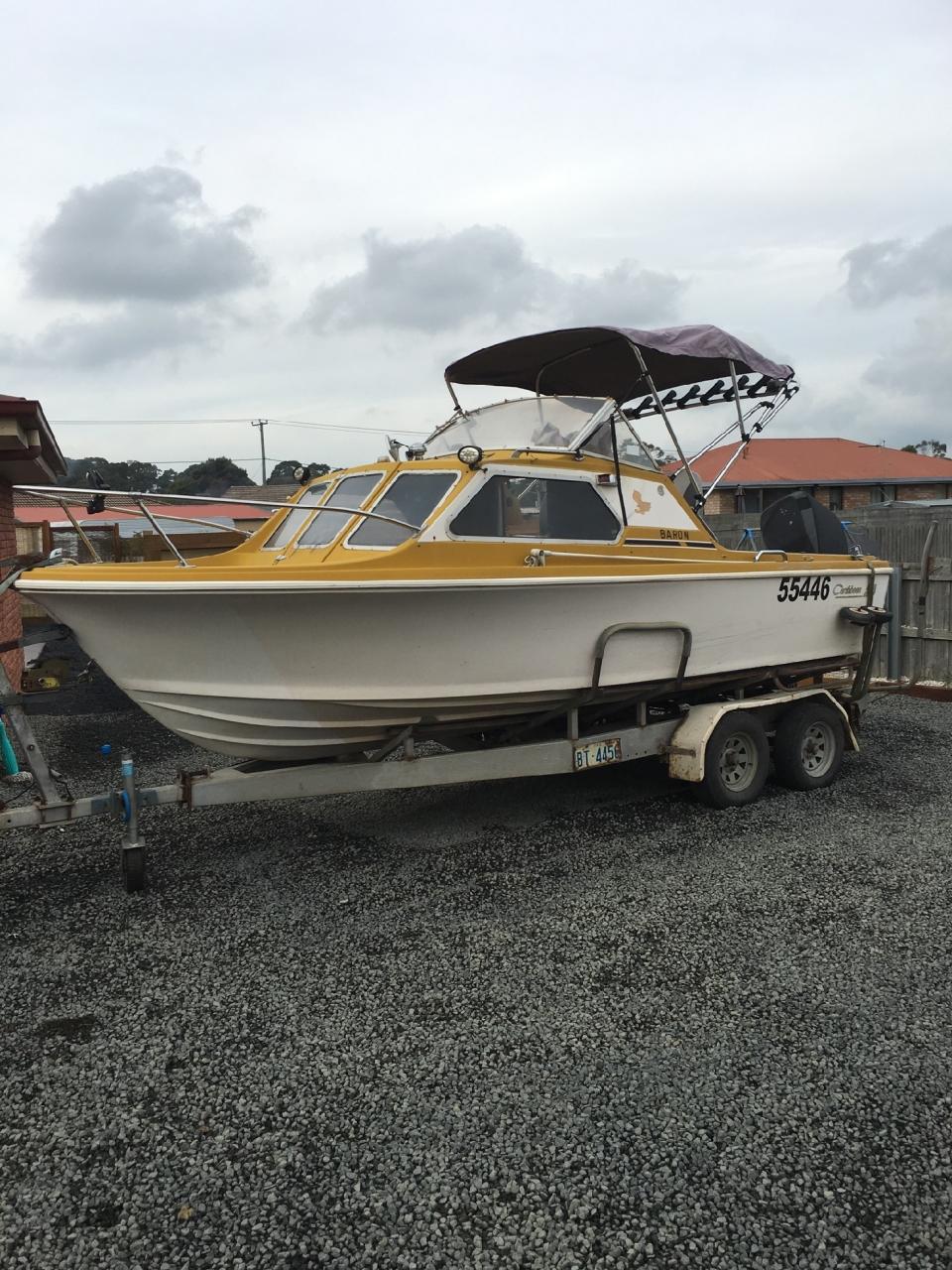 The 17ft Caribbean half cab vessel is missing in the Bass Strait. Source: Tasmania Police via AAP