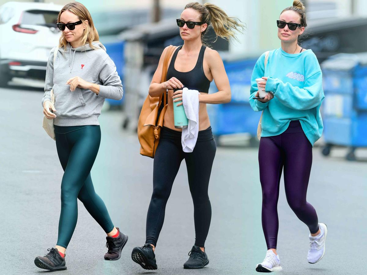 Alo yoga High Waist Airbrush Legging worn by Olivia Wilde in Los Angeles  post on June 8, 2023