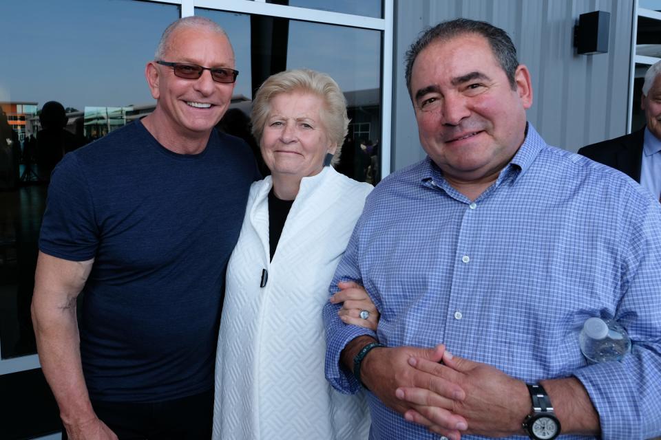 Left to right, chef Robert Irvine, GLOW founder Judy Girard and chef Emeril Lagasse at the opening of GLOW's new campus in 2019. STARNEWS FILE PHOTO