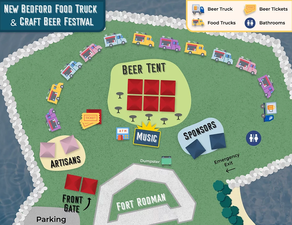 The map of New Bedford Food Truck & Craft Beer Festival.