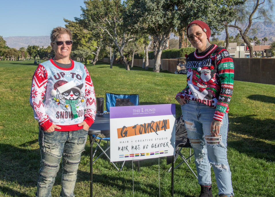 Tatem and Georgia Tournai are photograhed at The L-Fund's third annual golf tournament on Nov. 19, 2022. Georgia is an L-Fund board member.