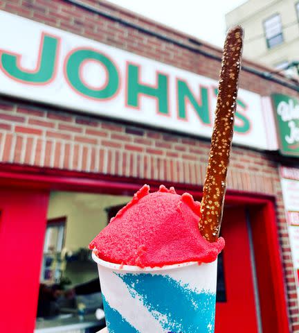 <p>Regan Stephens</p> John's Water Ice in Philadelphia