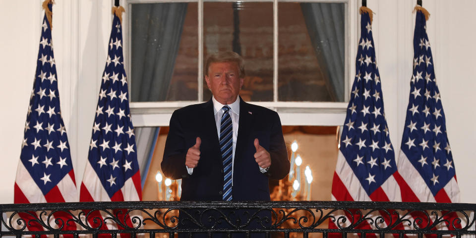 President Trump Arrives Back At White House After Stay At Walter Reed Medical Center For Covid (Win McNamee / Getty Images)