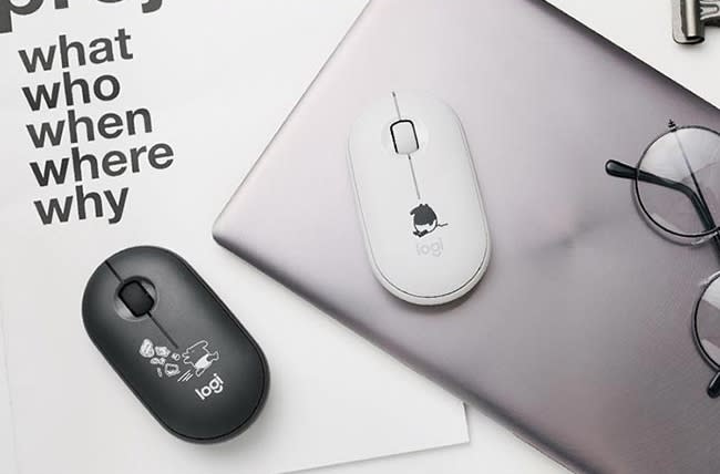 ★【羅技logitech】Ｘ LAIMO M350鵝卵石無線滑鼠馬來貘上蓋組，纖薄輕巧，手感優異。（圖取自Yahoo奇摩購物中心）