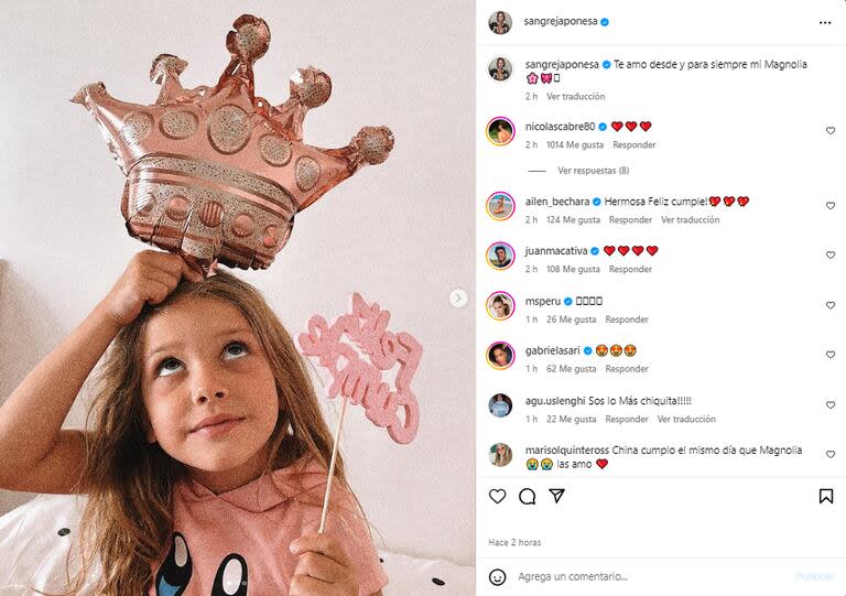 Magnolia cumplió años y su mamá le dedicó unas dulces palabras (Foto: Instagram @sangrejaponesa)