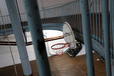 The world's oldest still-in-use basketball court, built in 1893, two years after the first court was created for the YMCA in Springfield, Massachusetts, is seen at the Union Chretienne des Jeunes Gens de Paris, the French equivalent of the YMCA, in Paris, France, August 1, 2018. REUTERS/Benoit Tessier