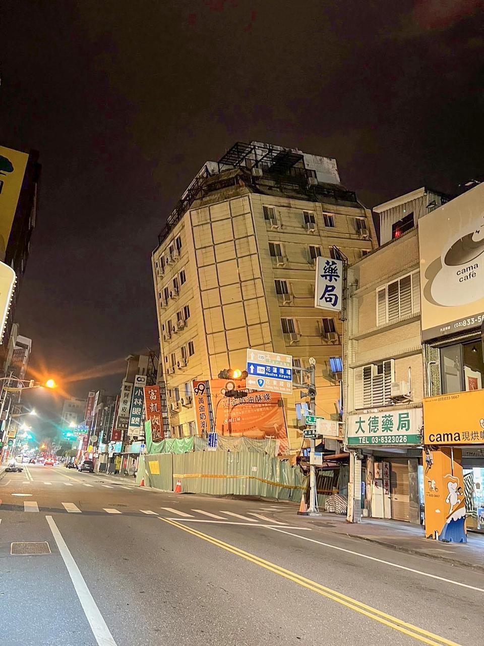 台灣花蓮本月3日7.2級大地震後餘震不斷，至今晨仍持續發生餘震。(中通社)