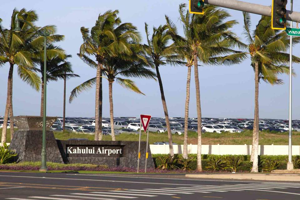 <p>Mia Shimabuku/Bloomberg via Getty </p> Kahului Airport in April 2020