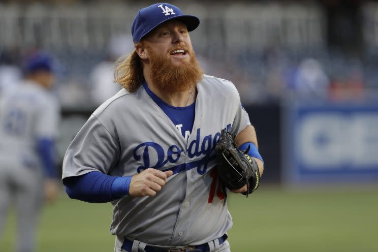 Justin Turner is smiling because he's an All-Star. (AP Photo)