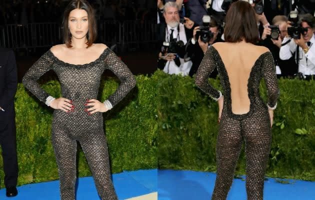 Bella's bodysuit showed every inch of her incredible figure. Photo: Getty