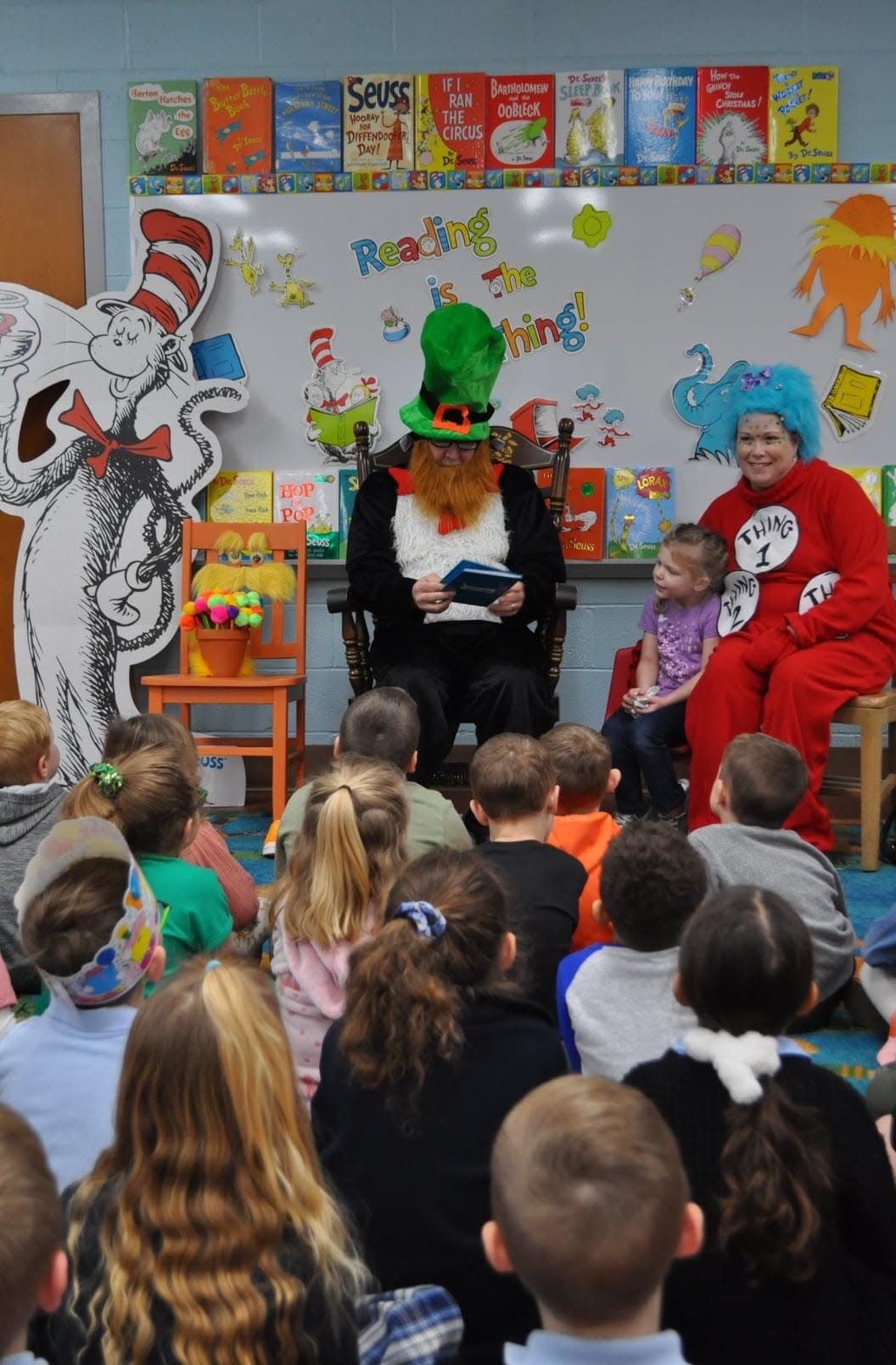 Grandparents Ron and Sue Coventry dressed the part and added a little St. Patty’s Day attire when they came in to read "The Cat in the Hat."