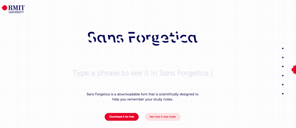 La Sans Forgetica es una tipografía nueva creada por científicos para mejora la facilitar la tarea de memorizar. (Foto: Captura de la web de descarga de la Sans Forgetica)