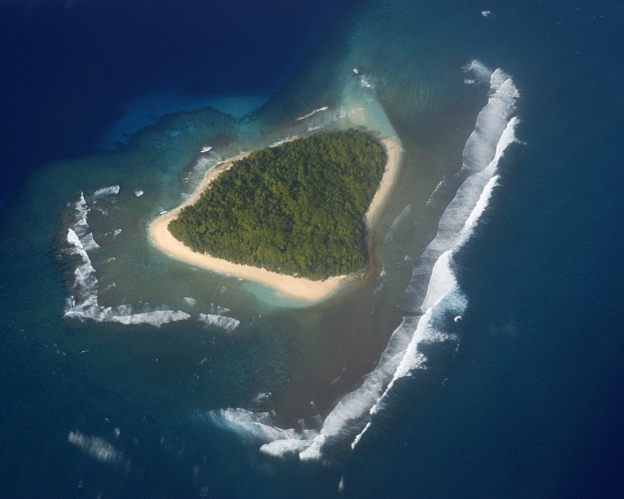 One of the islands, Kuwajelein, of the Marshall Islands, where 67 nuclear tests harmed the local population during the 50s and 60s: Rex Features