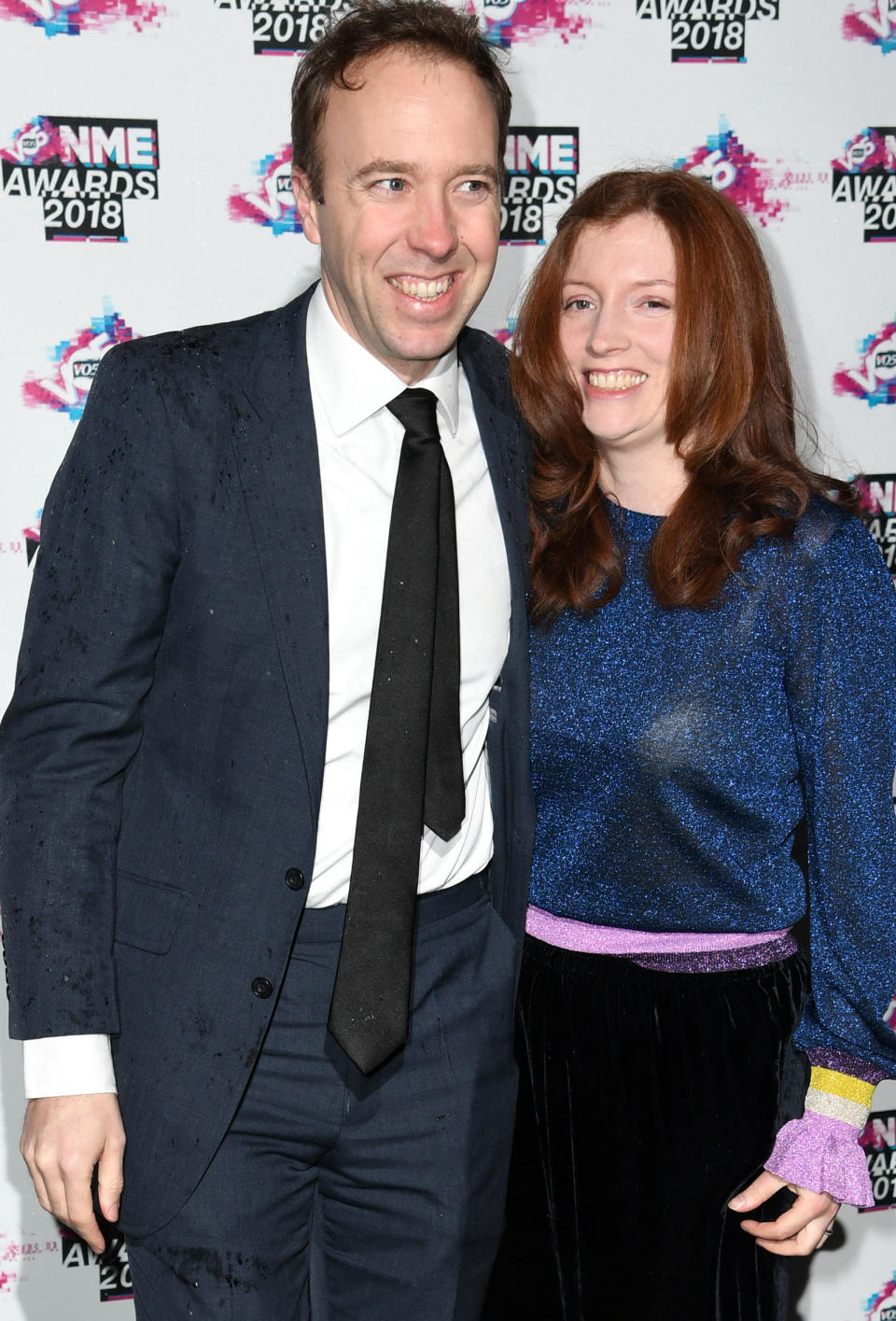 Secretary of State for Digital, Culture, Media and Sport Matt Hancock and his wife Martha attending the VO5 NME Awards 2018 held at the O2 Brixton Academy, London
