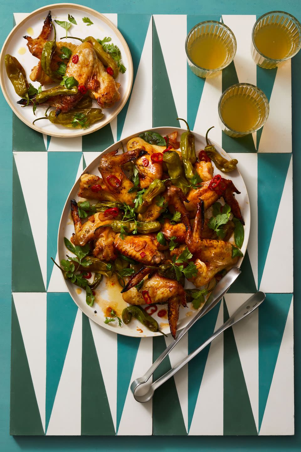 Garlicky Wings and Shishito Peppers