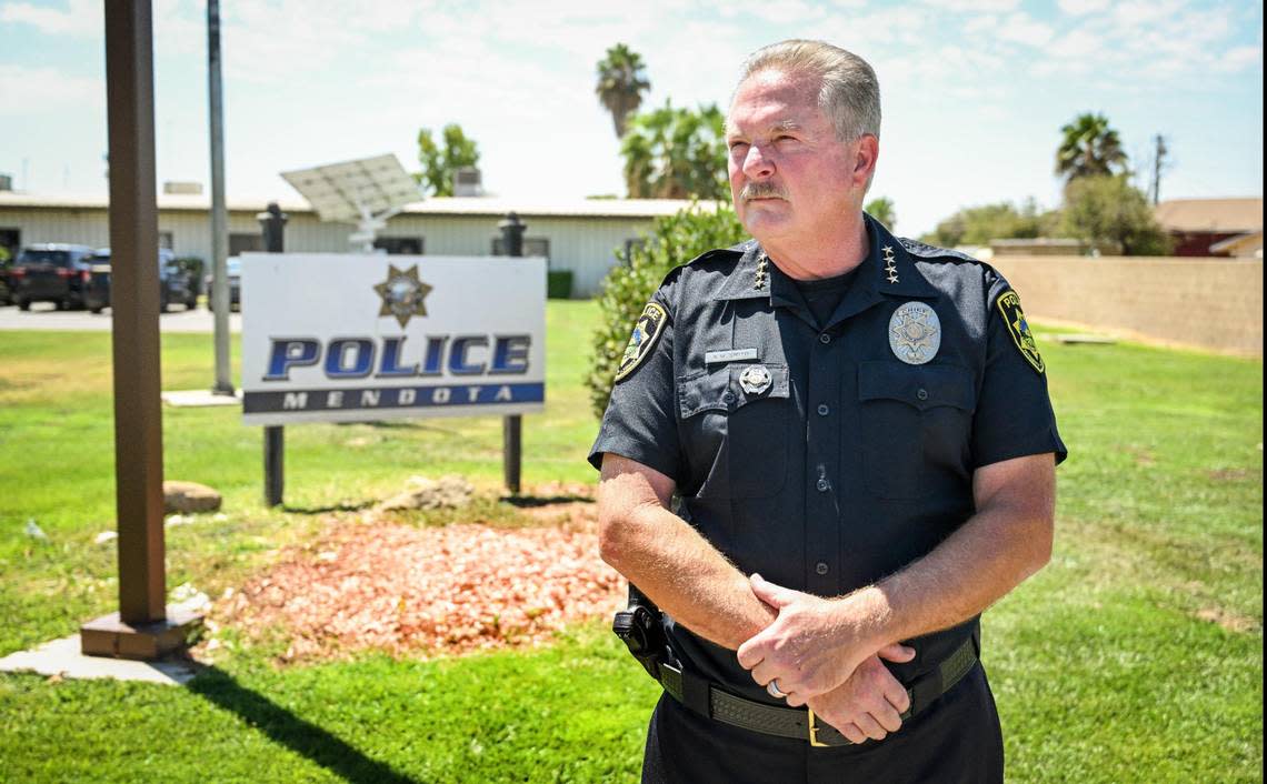 Mendota Police Chief Kevin Smith has seen a lot of positives following a multi-agency MS-13 gang sweep five years ago. The department is growing and will soon move into a new police department building. CRAIG KOHLRUSS/ckohlruss@fresnobee.com