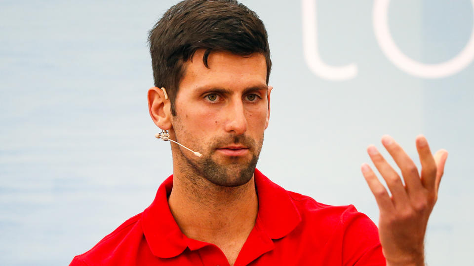 Novak Djokovic (pictured) during a media press conference.