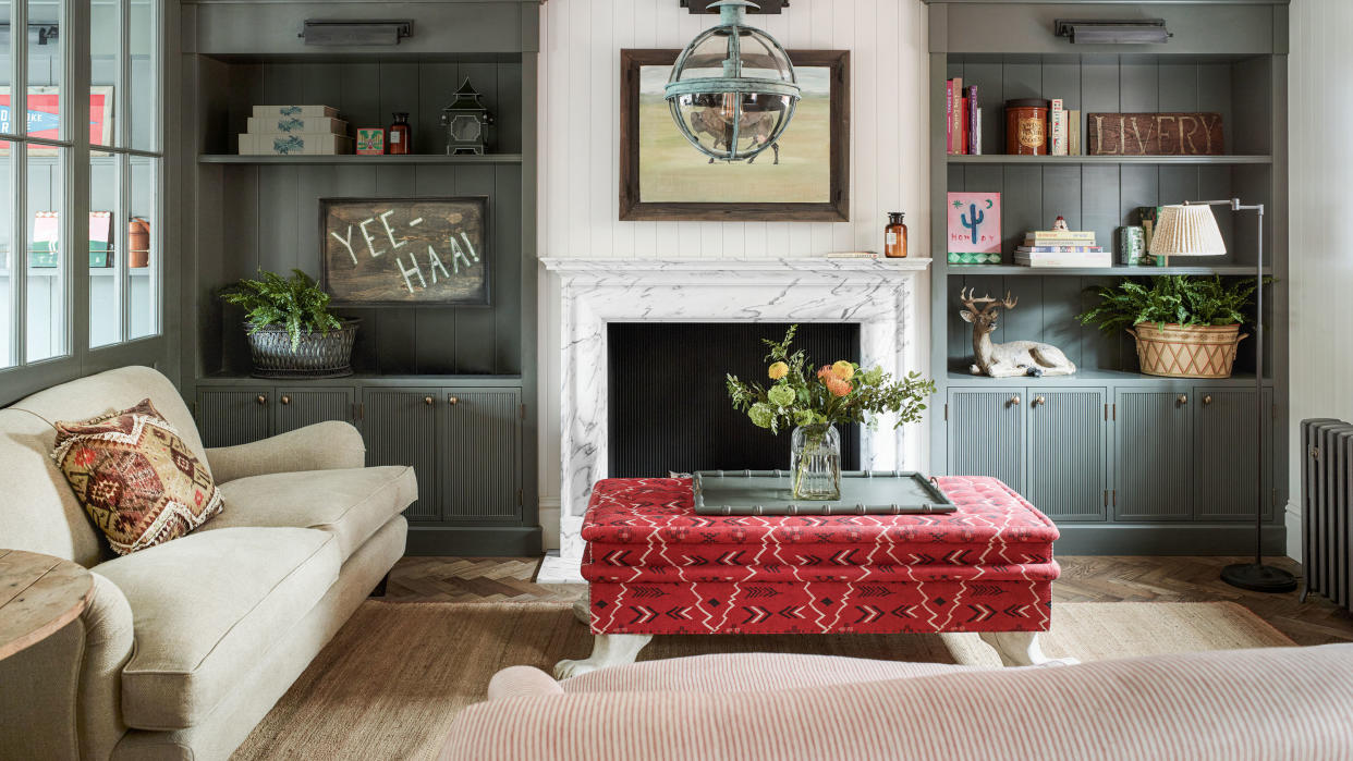  Cozy fall living room with fireplace  