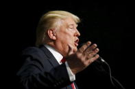 U.S. Republican presidential candidate Donald Trump speaks at a campaign event at the Indiana State Fairgrounds in Indianapolis, Indiana April 20, 2016. REUTERS/Aaron P. Bernstein