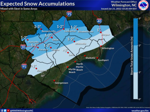 An updated forecast from the National Weather Service, as of 11 a.m. Friday.