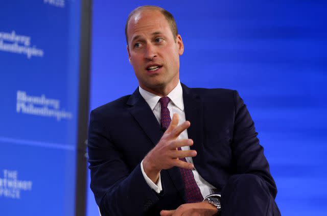 <p>SHANNON STAPLETON/POOL/AFP via Getty </p> Prince William speaks during the second Earthshot Prize Innovation Summit in New York City on September 19, 2023