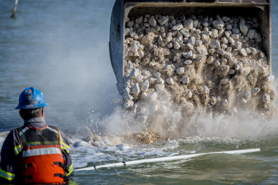 The Harte Research Institute for Gulf of Mexico studies has worked with Derrick Construction to restore oyster reef habitats in St. Charles Bay since 2017, including a large restoration push in July.