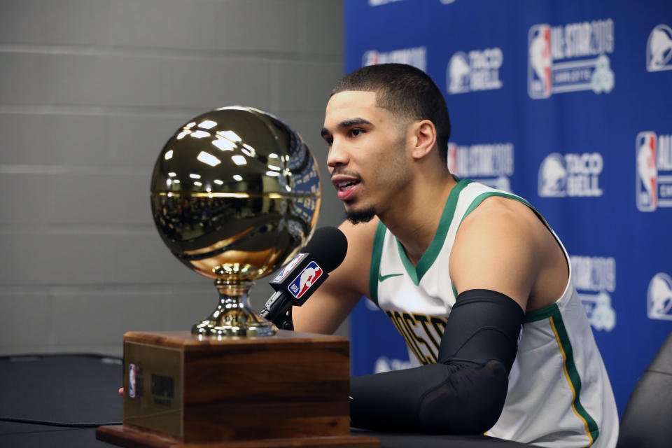 Jayson Tatum boldly predicted the Boston Celtics will win this year’s NBA Finals. (Photo by David Sherman/NBAE via Getty Images)t