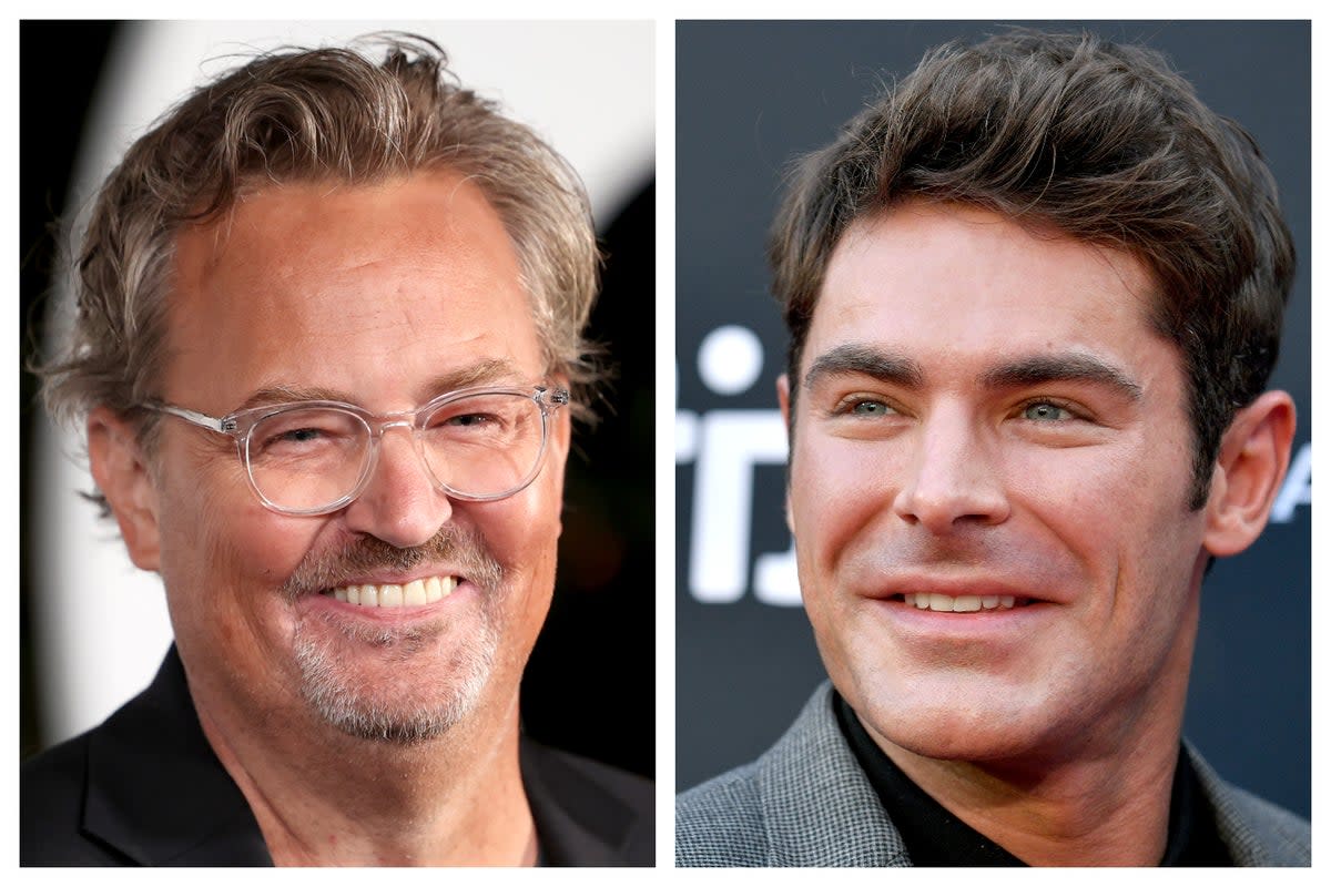 Matthew Perry and Zac Efron (R) had starred in 2009 comedy, 17 Again. Both pictured in 2022 (Getty)