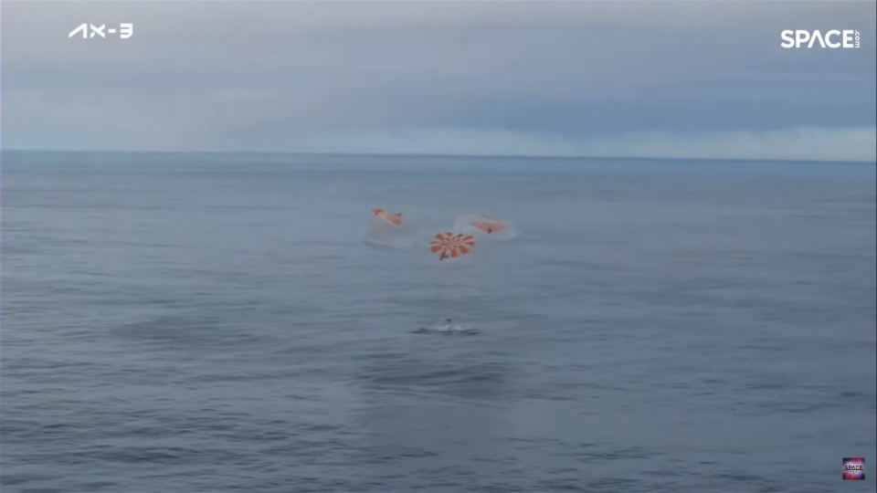 SpaceX Crew Dragon Freedom capsule splashes down in Atlantic Ocean on Feb. 9, 2024.